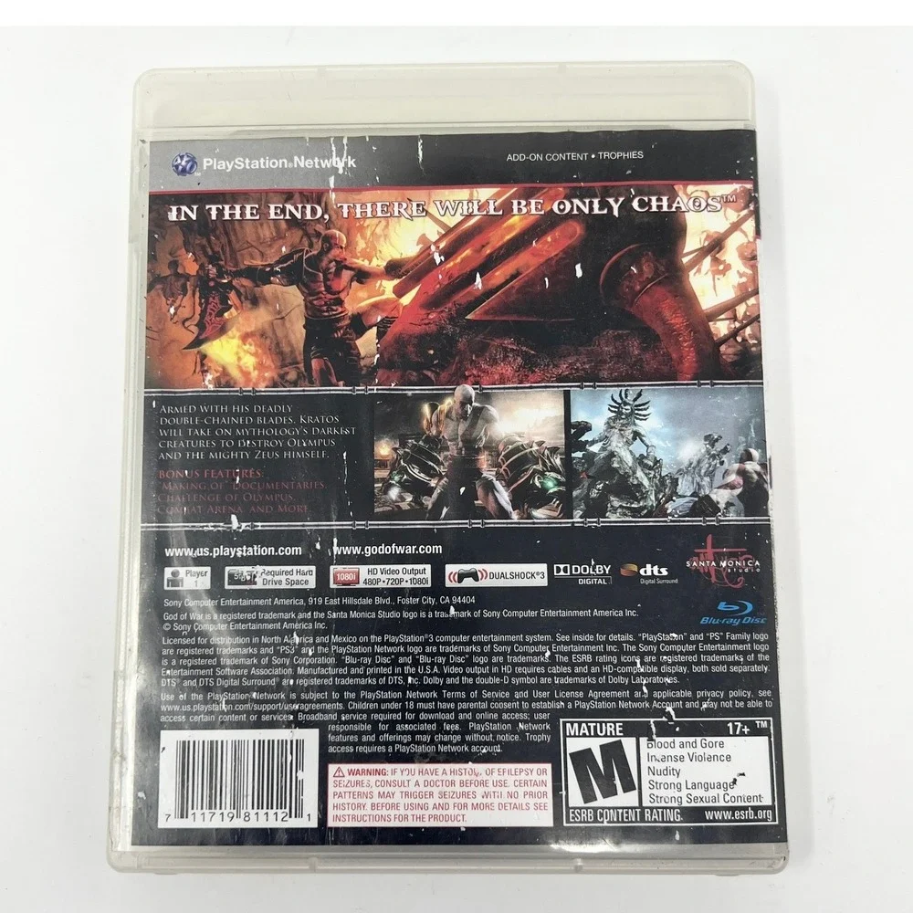 God of War III‎ Sony PlayStation 3 PS3 2010 Action Adventure Kratos